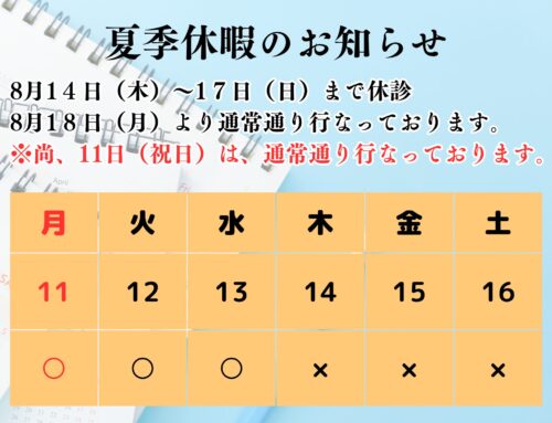 夏季休暇のお知らせ